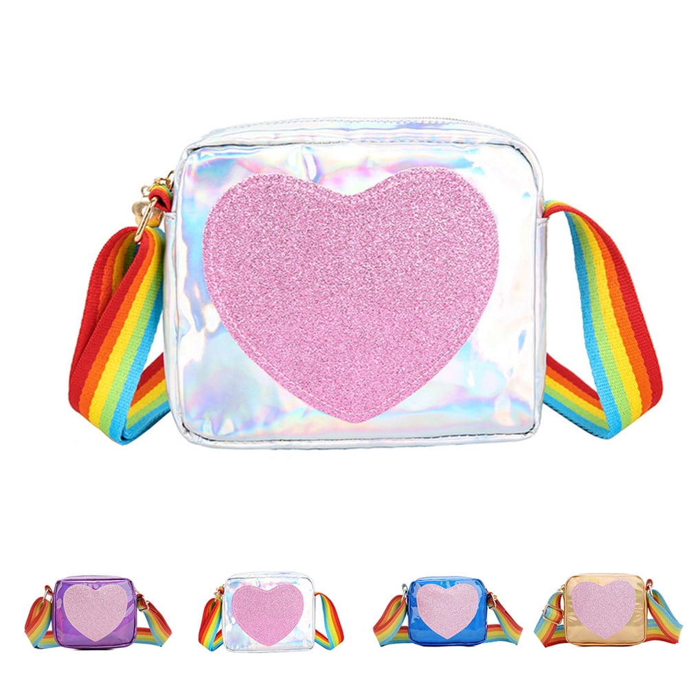 Mily Mini Heart Shape Crossbody Handbag Coin Change Purse for Toddlers  Little Girls (6717+Rainbow)