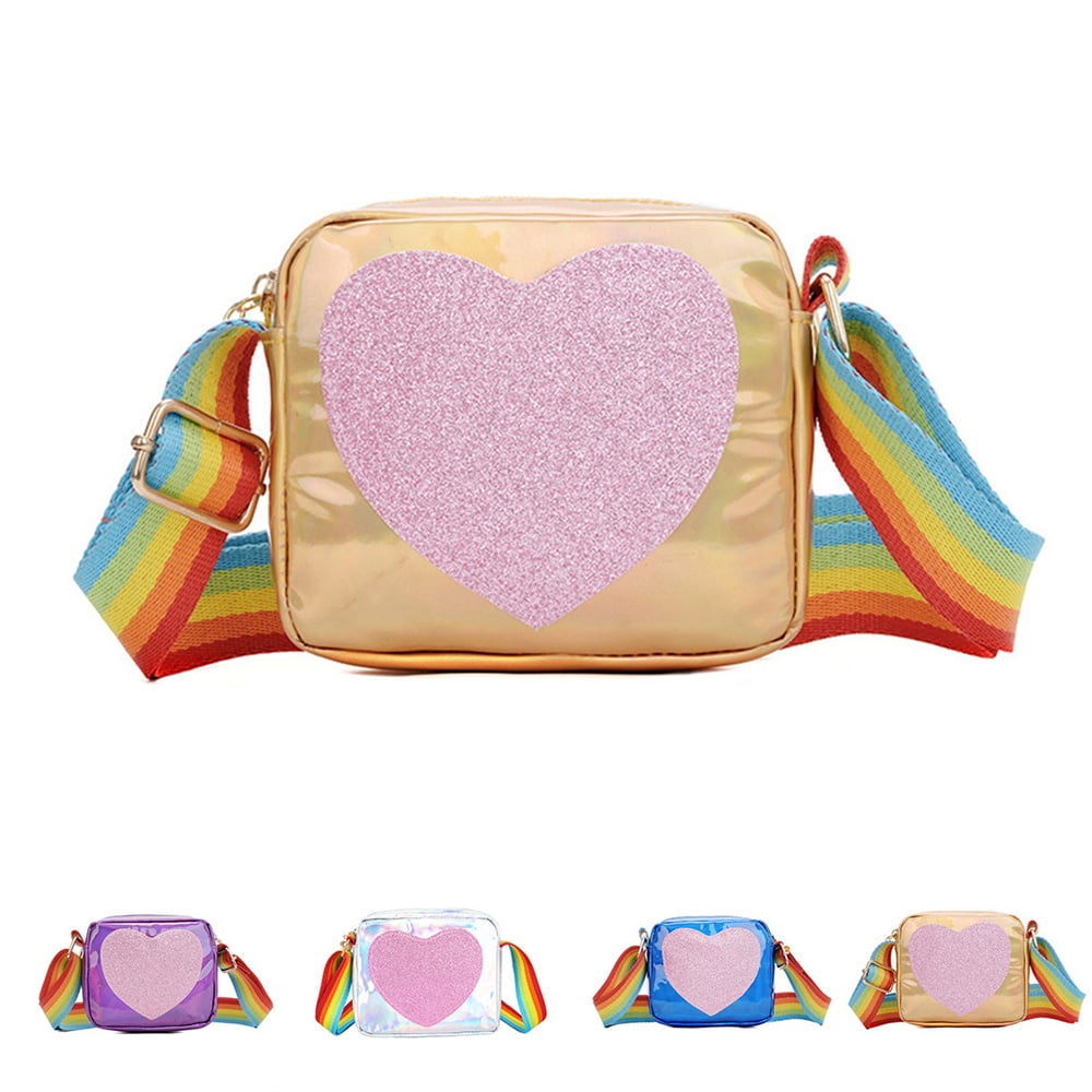 Mily Mini Heart Shape Crossbody Handbag Coin Change Purse for Toddlers  Little Girls (6717+Rainbow)