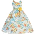 thumbnail image 1 of Little Girls Lovely Girl Dress Refreshing Tropical Floral Print Chiffon Flower Girl Dress Blue 4 (C75A3), 1 of 3