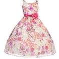thumbnail image 1 of Little Girls Lovely Girl Dress Refreshing Tropical Floral Print Chiffon Flower Girl Dress Fuchsia 6 (C75A3), 1 of 3