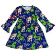thumbnail image 1 of Little Girls' Lovely Ruffle Sleeve Unicorn Snowflake Birthday Party Girl Dress Navy 5 L (P201992P), 1 of 2