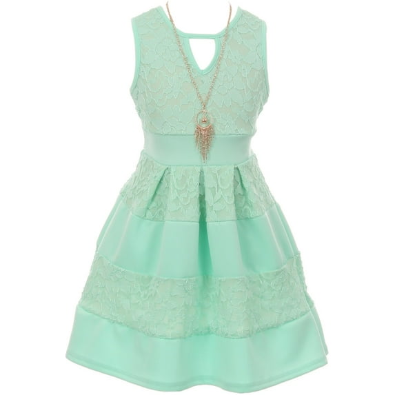 Little Girls Lovely Sleeveless Lace Birthday Easter Party Flower Girl Dress Mint 6 (2J1K1S8)