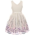 thumbnail image 1 of Little Girls Lovely V Neck Embroidered Floral Summer Party Flower Girl Dress Off White 4 (2J1K2S5), 1 of 4