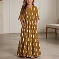 thumbnail image 1 of Little Girls Maxi Dress 4-14 Years Ruffle Half Sleeve Round Neck Floral Print Tiered Long Dress with Side Pockets Brown J 5-6 Years, 1 of 7