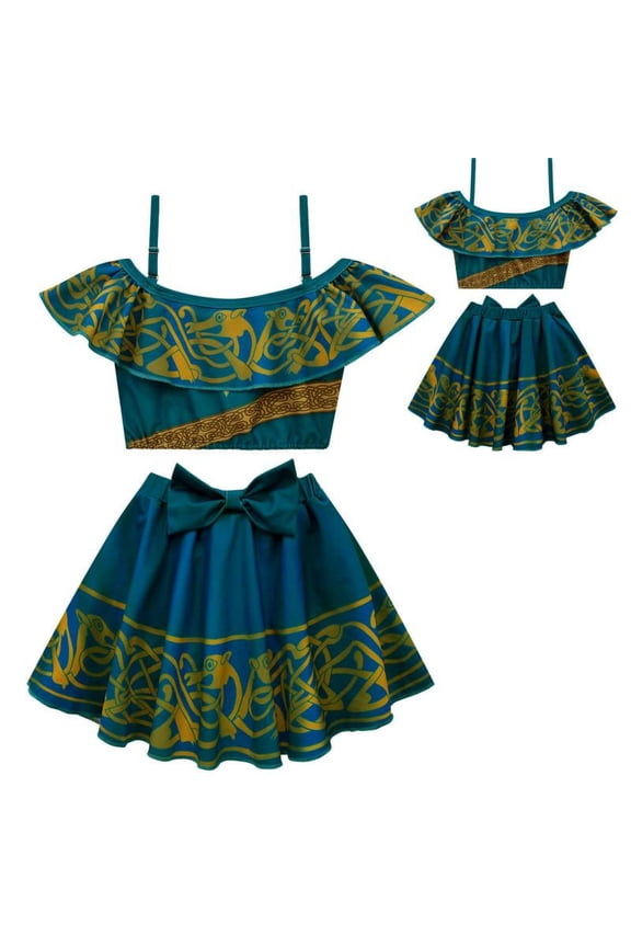 Little Girls Merida Two Piece Swimsuit Off Shoulder Ruffle Bikini Sets Bathing Suit