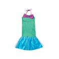 thumbnail image 1 of Little Girls Mermaid Cospaly Dress Hanging Neck Bowknot Fish Tail Mesh Ruffle Hem Dress Fish Scale Pattern, 1 of 8