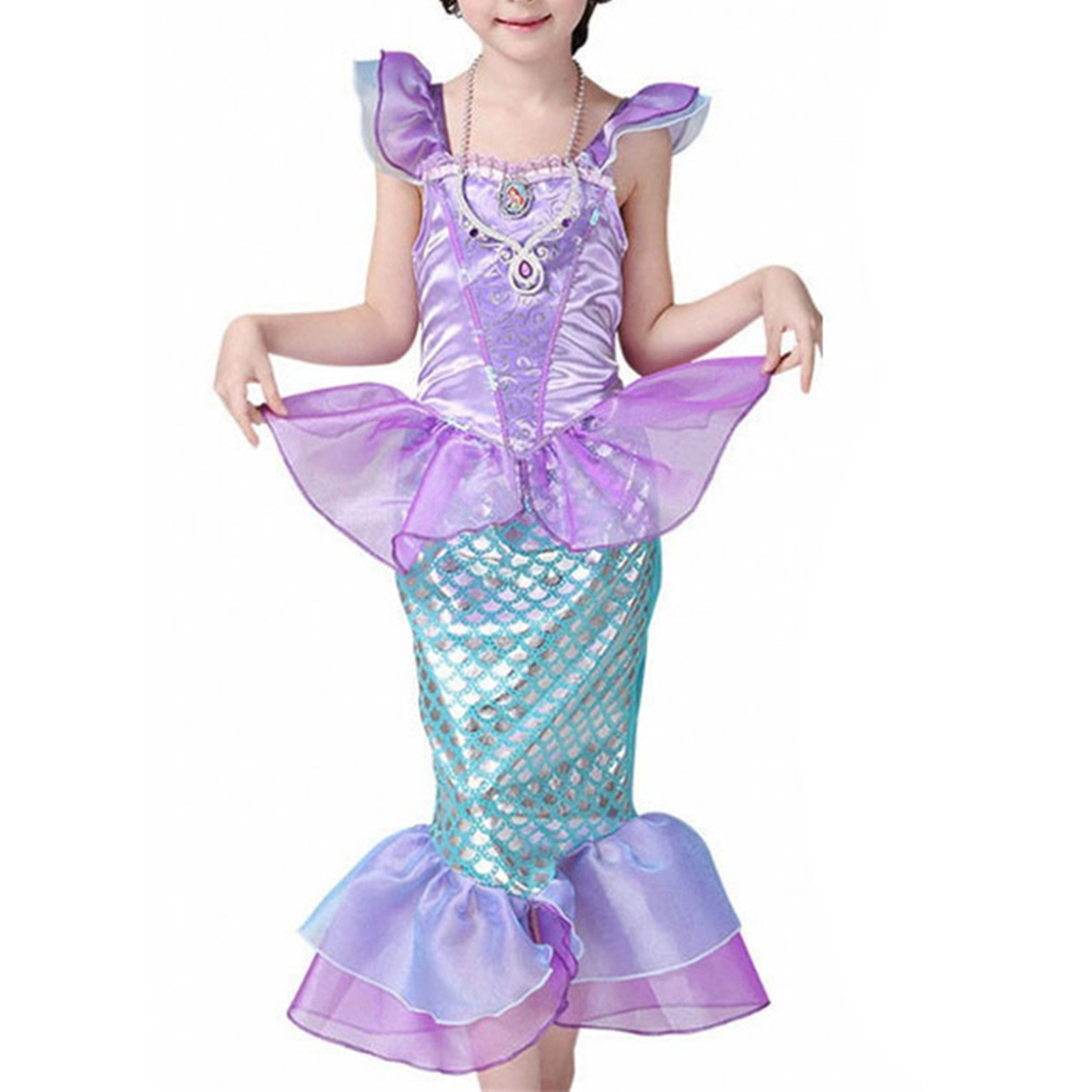 Girls Snow Ice Queen Princess Costume - Sleeveless Tulle Fancy Dress For Halloween, Birthday & Dress Up (Sizes 3-12 Years)