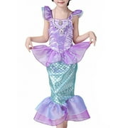 Little Girls Mermaid Cosplay Costume Princess Dresses Fancy-Dress Halloween Birthday Party Dress up