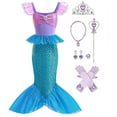 thumbnail image 1 of Little Girls Mermaid Costume Princess Cosplay Dress Up with Accessories, 1 of 7