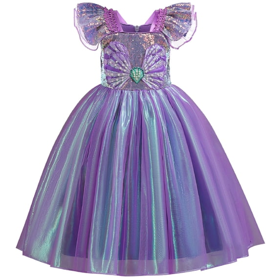 Little Girls Mermaid Princess Dress Birthday Dressed Up Party for 3-8Y