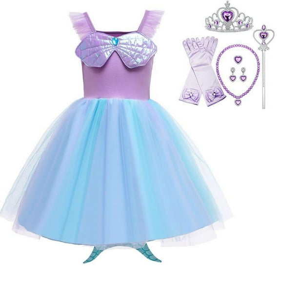 Little Girls Mermaid Princess Dress Birthday Halloween Party Costume Cosplay Dress Up