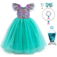 thumbnail image 1 of Little Girls Mermaid Princess Dress with Accessories Dressed Up Party for 3-8Y, 1 of 7