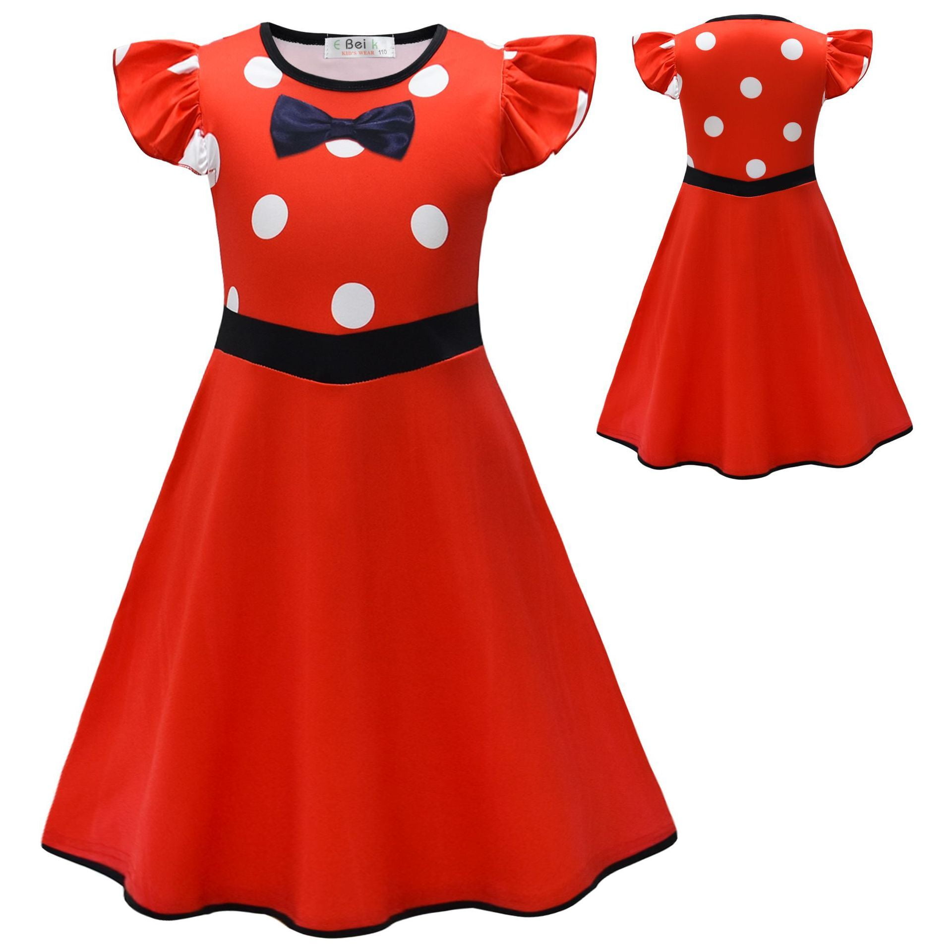Little Girls Minnie Polka Dots Dress Costume Birthday Party Outfit -  Walmart.com