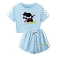 thumbnail image 1 of Little Girls Ninja Kidz Apparel – Kids Cute 2-Piece Summer Crop Top and Shorts – Cartoon Characters, 1 of 4