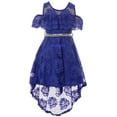thumbnail image 1 of Little Girls Off Shoulder Floral Lace Hi Lo Holiday Wedding Bridesmaid Flower Girl Dress Royal 4 (2J1K7S6), 1 of 3