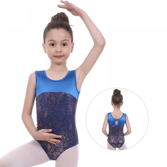Little Girls One-Piece Gymnastics Leotards, Big Girls Sleeveless Dancewear, Toddler Sparkly Dance Tumbling Unitard, Size 3-14 Years