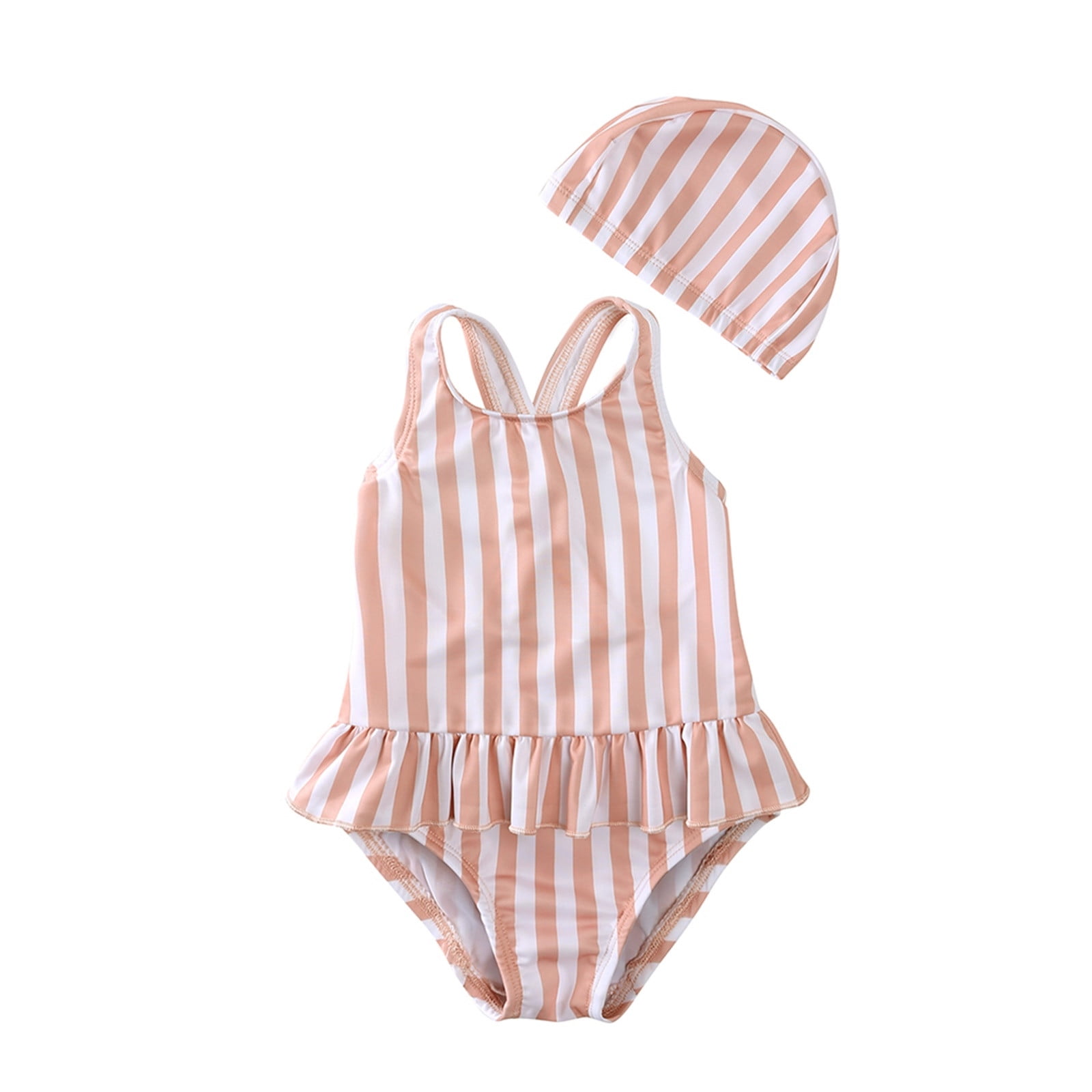 Little Girls One-Piece Swimsuit Bikini Set Swimwear Light Pink,5-6T ...
