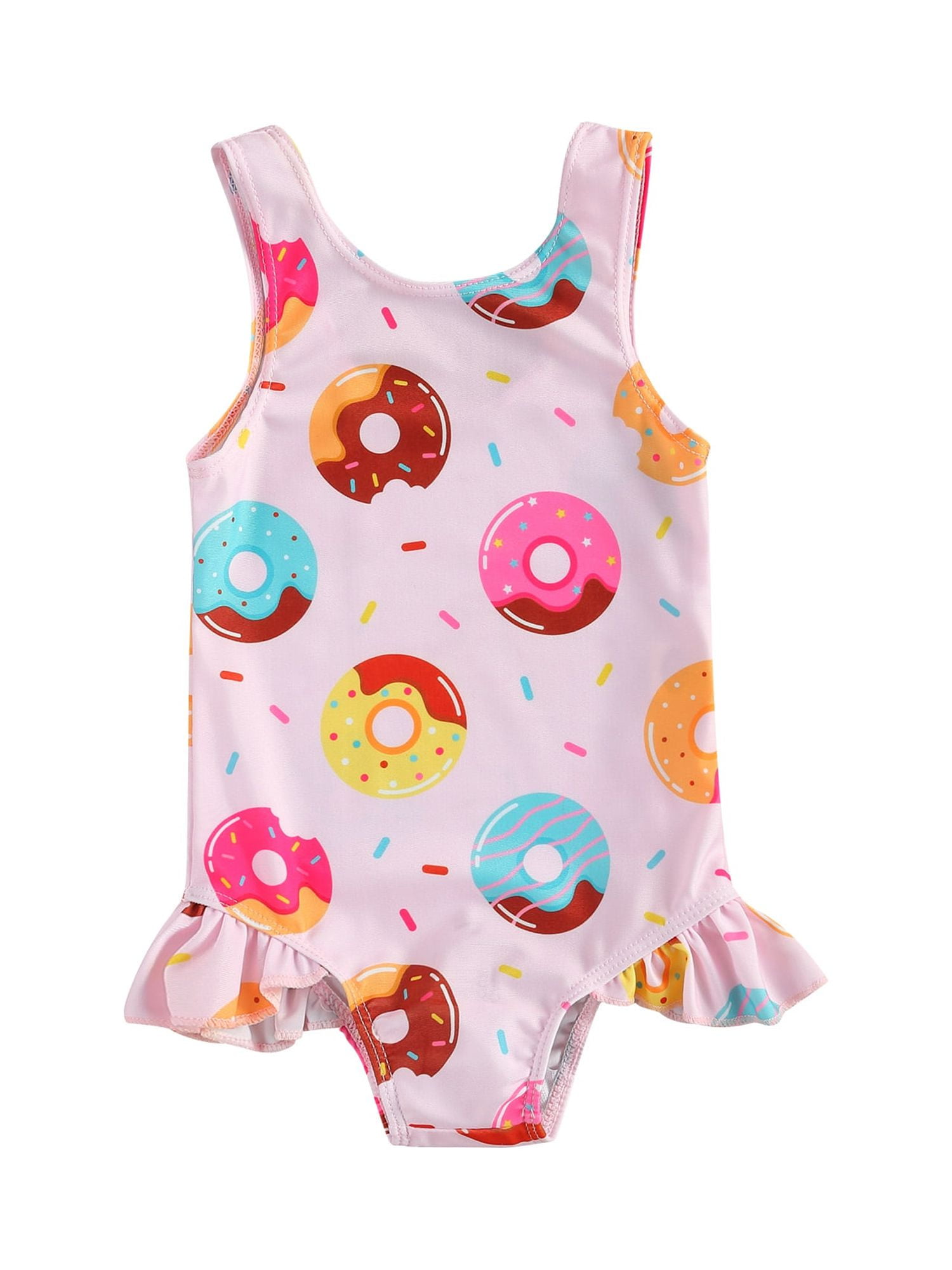 Little Girls One-piece Swimsuit, Crab/Donut Printing Sleeveless ...