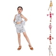 thumbnail image 1 of Little Girls Outfits Girl Set Girls Dance Outfits Performance Sleeveless Top Shorts Fringe Set For Kids Toddler Age 3 12 Summer Elastic Playwear, 1 of 4