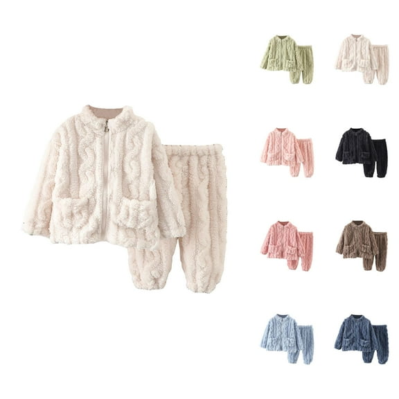 Little Girls Outfits Girl Set Girls Flannel Pajama Set Warm Winter Outfit Soft Sleepwear For Toddler Kids Cozy Home Loungewear