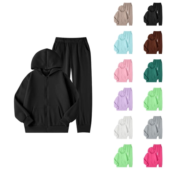 Little Girls Outfits Girl Set Girls Winter Outfits Lined Hoodie Pants Set For Kids Cozy Warm Pullover Tracksuit Casual Playwear For Toddler And Youth