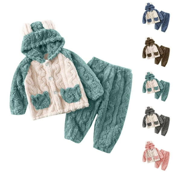 Little Girls Outfits Girl Set Toddler Girls Boys Winter Long Sleeve Patchwork Color Prints Hoodie Tops Pants 2PCS Outfits Clothes Set