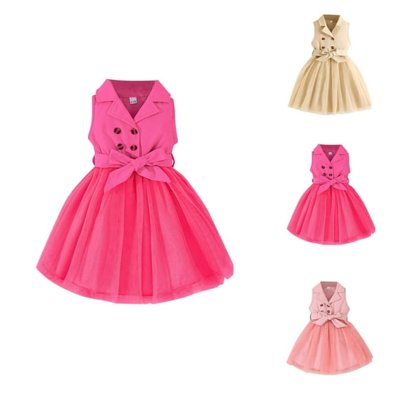 Little Girls Outfits Girl Set Toddler Girls Princess Dresses Sleeveless Button Tops Sundress Tutu Skirts Outfit