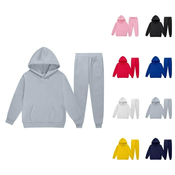 Little Girls Outfits Girls Clothing Set Child Toddler Boys Girls Long Sleeve Solid Warm Hoodie Pullover Tops Pants Kids Outfits Sweat Suit