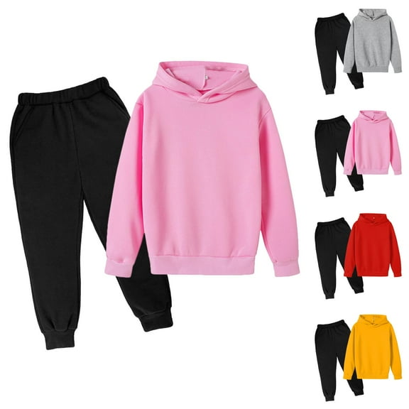 Little Girls Outfits Girls Clothing Set Children Kids Casual Letter Printed Long Sleeve Hoodie Pullover Sweatshirt Tracksuit Jogger Sweatpants Unisex 2 PC Sweatsuit Set