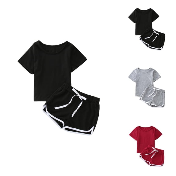 Little Girls Outfits Girls Set Baby Girls Kids Toddler Sports T Shirt Tops+ Shorts 2PCS Outfits Tracksuit Set