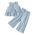 thumbnail image 1 of Little Girls' Outfits Summer Cotton Sleeveless Checked Soft And Comfy Daily Wear Clothing Sets for Girls Size 4-5T, 1 of 7