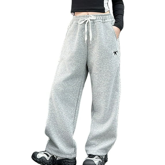 Little Girls Pants Drawstring Elastic Sweatpants Solid Color Casual Active Joggers Clothing Light Gray Size 5-6T