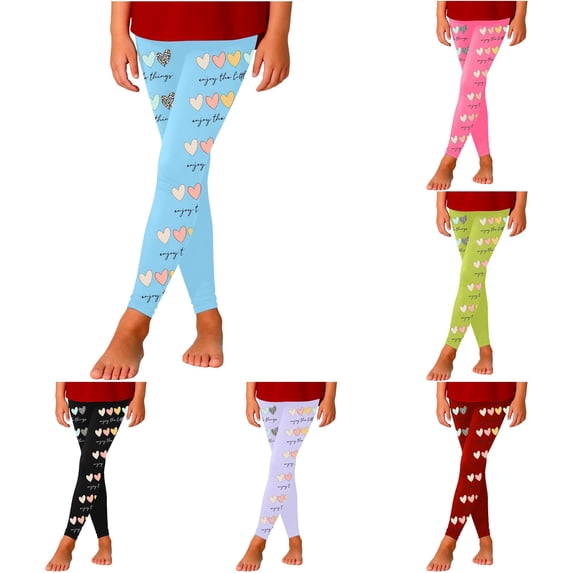 Little Girls Pants Festive Printed Tapered Leggings Stretch Fit Holiday Season Outfits Size 5-6T ,Blue