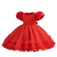 thumbnail image 1 of Little Girls Pearl Party Ball Dress Mesh Tiered Tulle Tutu Party Wedding Toddler Pageant Formal Prom Gown 0-5 Years, 1 of 5