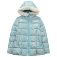 thumbnail image 1 of Little Girls Pink Black Print Fake Faux Fur Hood Padding Jacket 3/4, 1 of 2