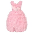 thumbnail image 1 of Little Girls Pink Cascade Ruffle Bridal Dress 3/4, 1 of 2