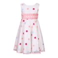 thumbnail image 1 of Little Girls Pink Polka Dot Pleated Waist Dress 7, 1 of 6