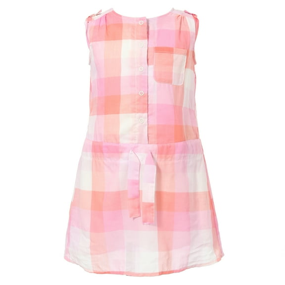 Little Girls Pink Sleeveless High Neck Floral Printed Dress 5/6