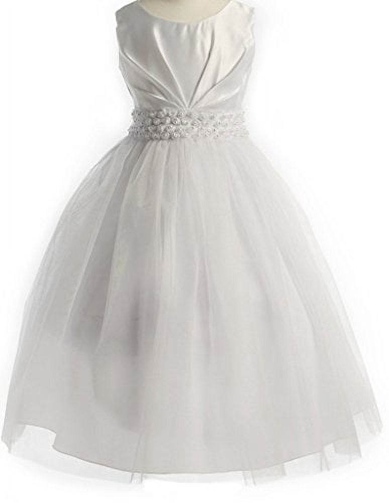 Little Girls White Beaded Lace Bodice Skirt Hem Dress 2-6
