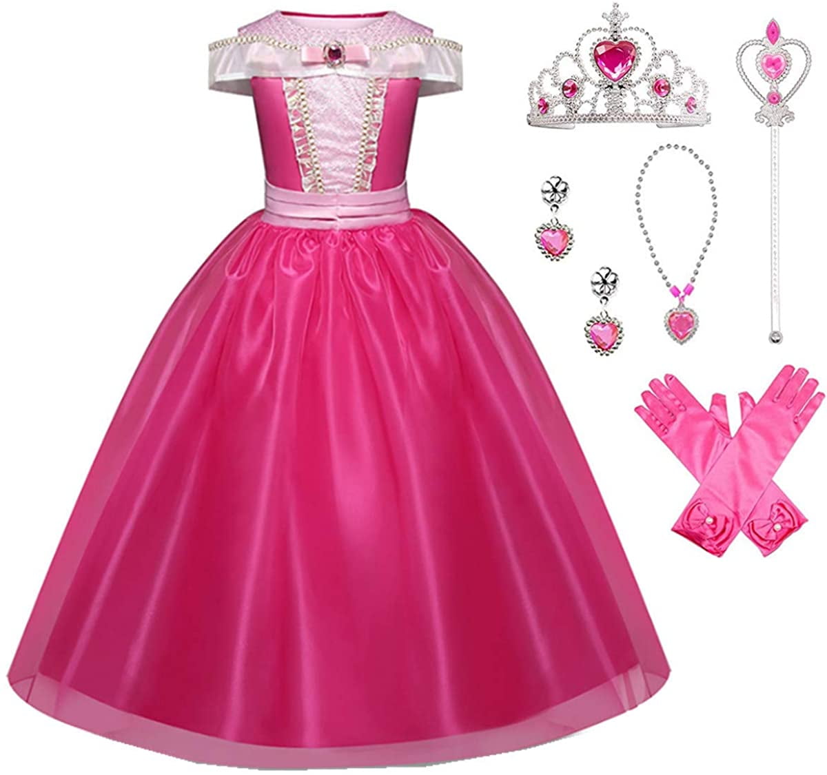 Little Girls Princess Aurora Costume Halloween Party Birthday Dress Up