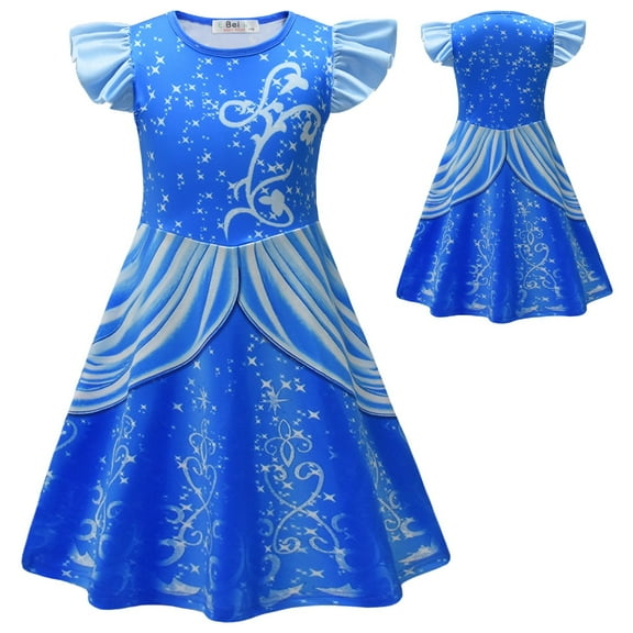 Little Girls Princess Costume Halloween Birthday Cosplay Outfits, 3-9Y