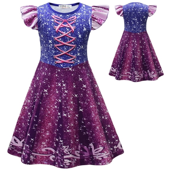 Little Girls Princess Costume Halloween Birthday Cosplay Outfits, 3-9Y