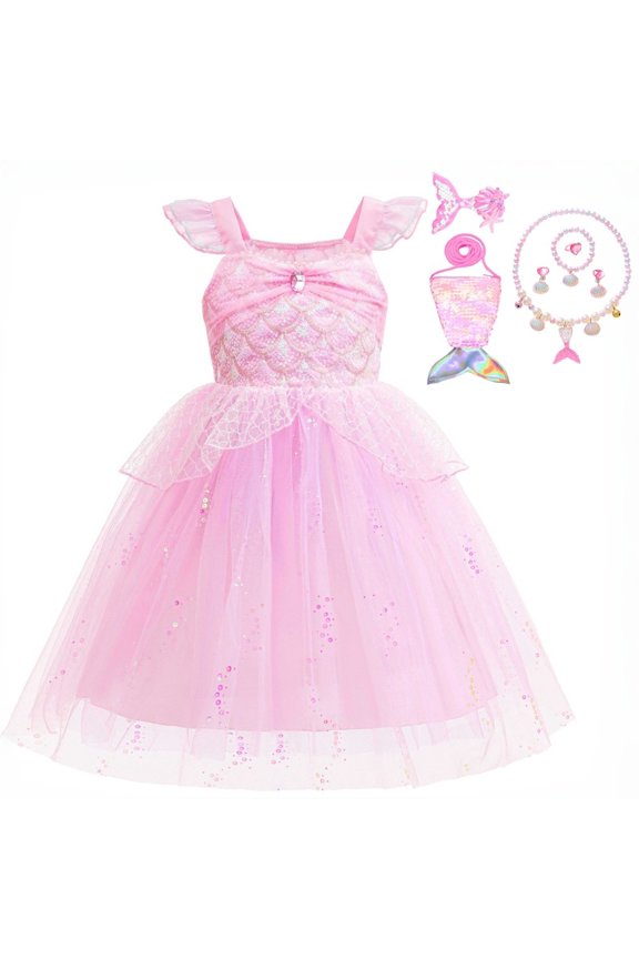 Little Girls Princess Dress Birthday Party Dress Halloween Cosplay Outfits for Kids 3-8 Years