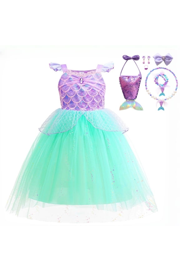 Little Girls Princess Dress Birthday Party Dress Halloween Cosplay Outfits for Kids 3-8 Years