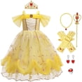 thumbnail image 1 of Little Girls Princess Dress Off Shoulder Belle Costume Halloween with Accessories, 1 of 8