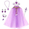 thumbnail image 1 of Little Girls Princess Dress up Trunk Purple Cape Jewelry Gift Set for Birthday Party Halloween Carnival 3-8 Years, 1 of 3