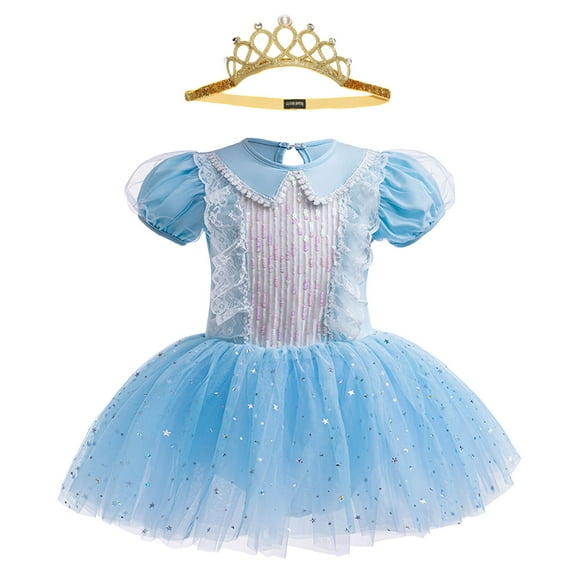 Little Girls Princess Leotards Tutu Dress Costume with Headband Halloween Cosplay Outfits, Size 2-3T