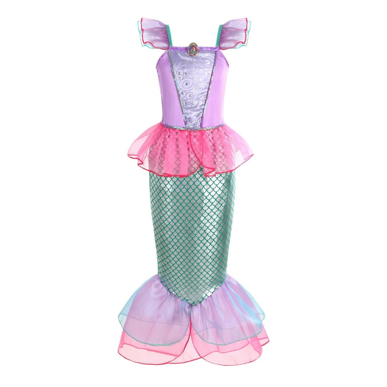 Sequin Princess Ariel Girls Fancy Dress Disney The Little Mermaid Kids  Costume