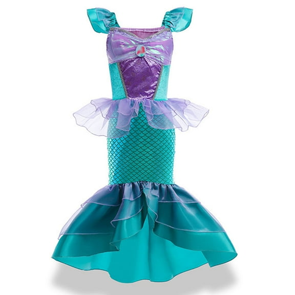 Little Girls Princess Mermaid Costume Cosplay Party Dress
