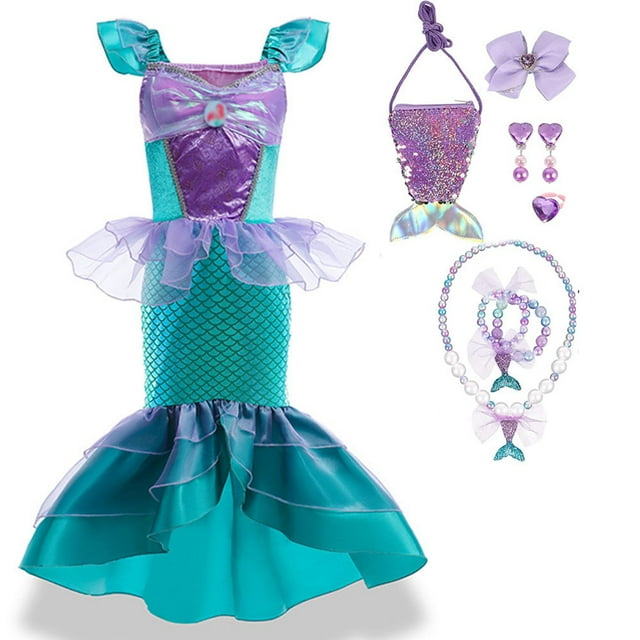Little Girls Princess Mermaid Costume Cosplay Party Dress